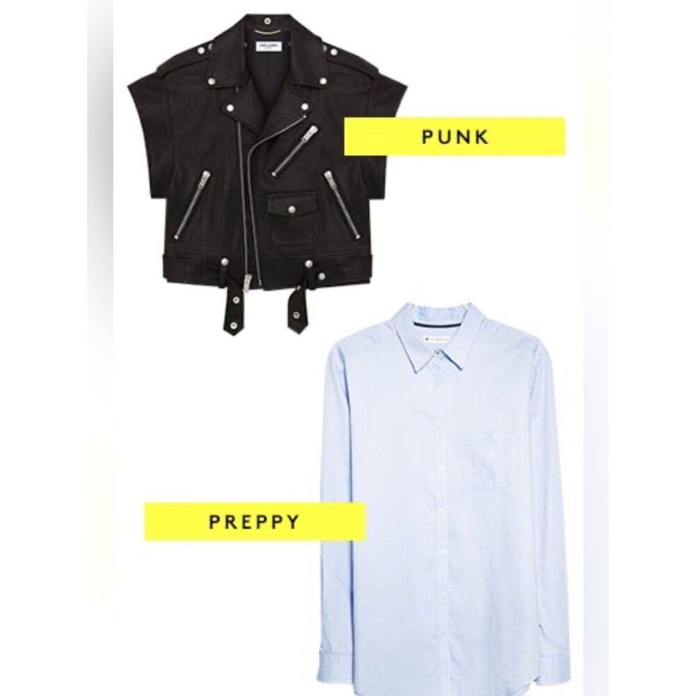 Opposite’s Attract with this Moto Jacket and Oxford striped shirt